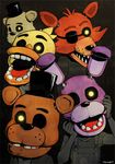  bonnie_(fnaf) chica_(fnaf) digital_media_(artwork) five_nights_at_freddy&#039;s foxy_(fnaf) freddy_(fnaf) glowing glowing_eyes golden_freddy_(fnaf) mammal video_games 