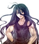  ahoge bags_under_eyes black_eyes black_hair collarbone highres inaba_ryou kengan_ashura long_hair male_focus muscle solo tank_top upper_body very_long_hair zel 