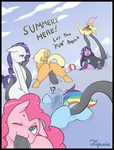  2016 anal anal_penetration applejack_(mlp) ball beach_ball black_border blue_eyes border butt clothing cloud dock earth_pony english_text equine eyes_closed female feral fluttershy_(mlp) friendship_is_magic group hair hi_res horn horse hot_headed_clover long_hair mammal multicolored_hair my_little_pony one_eye_closed open_mouth ouside penetration pink_hair pinkie_pie_(mlp) pony purple_hair pussy rainbow_dash_(mlp) rainbow_hair rarity_(mlp) spread_legs spreading swimsuit tentacles text tongue tongue_out twilight_sparkle_(mlp) unicorn vaginal vaginal_penetration 