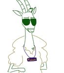  antelope anthro chest_tuft clothed clothing coat dreamworks_face english_text eyewear flower glasses hands_on_hips horn jewelry looking_at_viewer male mammal necklace plant portrait rose smile smirk solo sunglasses text the_weaver tuft 