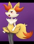  braixen breasts canine claws female fox looking_at_viewer mammal masturbation nintendo nirvanilla orange_eyes pok&eacute;mon pussy_juice simple_background solo stick tongue video_games wet 