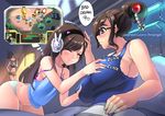  :t bare_shoulders beads blush breast_grab breasts brown_eyes brown_hair brushing_teeth camisole closed_eyes d.va_(overwatch) dreaming earmuffs english glasses grabbing hair_bun hair_ornament hair_stick hand_on_hip headband huge_breasts long_hair looking_at_another mei_(overwatch) midriff multiple_girls navel overwatch panties petting phandit_thirathon pout protoss_colossus protoss_immortal protoss_void_ray protoss_zealot short_hair shorts sleepwalking sound_effects speech_bubble starcraft strap_slip tank_top terran_marine terran_siege_tank tracer_(overwatch) underwear underwear_only yuri 