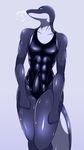  abs anthro breath bulge cetacean clothing dolphin erection looking_at_viewer male mammal marine simple_background smile solo standing swimsuit theobrobine wet wide_hips 