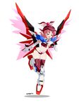  absurdres adapted_costume animal_ears breasts cleavage closed_eyes destiny_gundam elbow_gloves gloves gundam gundam_seed gundam_seed_destiny highres mecha_musume mechanical_wings medium_breasts midriff music mystia_lorelei nanaya777 open_mouth pink_hair short_hair singing skindentation solo thighhighs touhou wings 