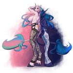  alpha_channel anthro bakuhaku big_breasts blue_eyes blue_feathers blue_hair breasts clothed clothing cutie_mark duo equine feathered_wings feathers female friendship_is_magic hair horn legwear lingerie long_hair mammal multicolored_hair my_little_pony nipples pose princess_celestia_(mlp) princess_luna_(mlp) purple_eyes small_breasts thigh_highs topless underwear winged_unicorn wings 