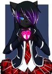  &lt;3 anthro clothed clothing crossdressing feline girly hair hair_over_eye looking_at_viewer male mammal naomy school_uniform simple_background solo uniform 