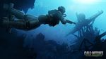  armored_boots assault_rifle boots call_of_duty call_of_duty:_modern_warfare_2 copyright_name diving gun helmet long_sleeves military military_uniform ocean rifle shipwreck silhouette solo_focus striker_unit sunlight text_focus tom-neko_(zamudo_akiyuki) underwater uniform water weapon world_witches_series 