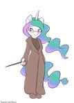  2016 alasou alpha_channel anthro anthrofied clothed clothing equine eyewear female friendship_is_magic glasses hair hi_res holding_object horn long_hair looking_at_viewer mammal multicolored_hair my_little_pony princess_celestia_(mlp) purple_eyes simple_background solo transparent_background unicorn wand 