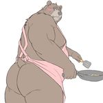  apron bear big_butt blush butt clothing colored male mammal naked_apron nude oak orchish_(pixiv) simple_background solo white_background 