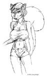  1993 breasts cleavage clothed clothing cutoffs denim_shorts doug_winger female mammal rodent shirt shorts solo squirrel tank_top 