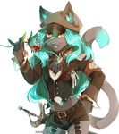  anthro clothed clothing fangs feline female flower hihikori looking_at_viewer mammal melee_weapon open_mouth plant simple_background smile solo sword teeth tongue weapon white_background 