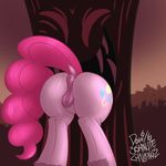  2016 animal_genitalia animal_pussy anus big_butt butt cutie_mark dock dogg equine equine_pussy female feral friendship_is_magic horse mammal my_little_pony outside pink_tail pinkie_pie_(mlp) pussy solo stuck tree 