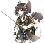 anthro canine clothed clothing female hi_res hihikori jewelry mammal melee_weapon necklace simple_background solo sword weapon white_background 