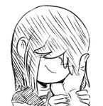  blush drawfag hair_over_eyes lucy_loud monochrome smile 