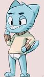  alternate_version_available anthro barefoot briefs cartoon_network cat clothing confusion cub cute_fangs dandi feline front_view gumball_watterson looking_away male mammal solo standing sweatshirt the_amazing_world_of_gumball underwear whiskers young 
