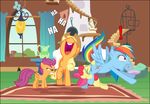  ! annoyed apple_bloom_(mlp) applejack_(mlp) equine female friendship_is_magic horse laugh mammal my_little_pony oral pony rainbow_dash_(mlp) scootaloo_(mlp) 