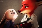  artist_request bunny_ears disney esther fox fox_ears furry judy_hopps looking_at_another nick_wilde police police_uniform uniform zootopia 
