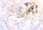  blue_eyes dress fang little_busters! long_hair mogupuchi noumi_kudryavka silver_hair solo 