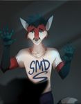  anthro canine clothed clothing crying fox hihikori looking_at_viewer male mammal simple_background solo standing tears 