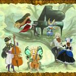  3girls alternate_costume cornelius_(odin_sphere) gwendolyn ich. ingway_(odin_sphere) instrument mercedes multiple_boys multiple_girls odin_sphere oswald piano pooka_(odin_sphere) sitting tree velvet_(odin_sphere) violin 