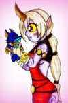  bluewolfavenger doll fantasy female humanoid league_of_legends love multicolored_scales no_porn red_eges scales simple_background soraka video_games warwick 
