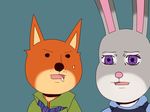  1girl bunny disney fox furry gag_manga_biyori judy_hopps nick_wilde parody police police_uniform ruishin style_parody uniform zootopia 