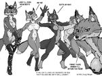  1994 anthro boots breasts canine clothing doug_winger english_text female footwear fox looking_at_viewer mammal monochrome text 