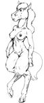  anthro breasts doug_winger equine female horse looking_at_viewer mammal monochrome nipples solo 