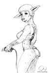  1993 anthro breasts caprine doug_winger looking_at_viewer mammal monochrome sheep solo 