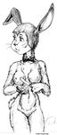  1993 anthro breasts doug_winger female lagomorph mammal monochrome nipples rabbit solo 