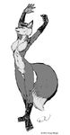  1993 anthro breasts canine doug_winger female fox mammal monochrome 
