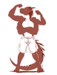  anthro cargo_shorts clothing digitigrade dragon horn male multi_arm multi_limb shorts simple_background solo stargate525 thetiedtigress thick_tail 