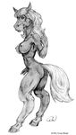  1993 anthro breasts doug_winger equine horse looking_at_viewer mammal monochrome solo 