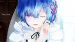  blue_hair close-up closed_eyes crying dyolf eyebrows eyebrows_visible_through_hair fingernails hair_ornament hair_over_one_eye hand_on_own_face highres maid open_mouth portrait re:zero_kara_hajimeru_isekai_seikatsu rem_(re:zero) short_hair solo source_quote tears translated x_hair_ornament 