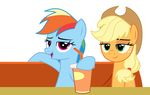  applejack_(mlp) blonde_hair blue_feathers duo earth_pony equine feathers female feral freckles friendship_is_magic green_eyes hair hat horse looking_at_viewer mammal multicolored_hair my_little_pony pegasus pony rainbow_dash_(mlp) rainbow_hair sketchmcreations smile wings 