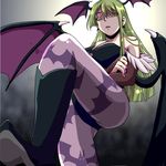  aqua_eyes ass bat_wings breasts demon_girl foot green_hair head_wings legs morrigan_aensland nail_polish shuraba_kai succubus vampire_(game) wings 