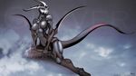  2016 anthro armor breasts clothed clothing english_text female grey_body iontoon machine not_furry pose red_eyes robot signature solo text 