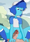  alien blue_hair bottomless cartoon_network clothed clothing cum duo female gem_(species) hair hat humanoid lapis_lazuli_(steven_universe) male male/female mrcbleck steven_universe 