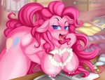  &lt;3 2016 anthro anthrofied big_breasts blue_eyes blush breasts collaboration cutie_mark drooling earth_pony equine eyelashes falleninthedark female food friendship_is_magic hair half-closed_eyes horse inside long_hair mammal my_little_pony nipple_piercing nipples open_mouth patreon piercing pink_hair pinkie_pie_(mlp) pony raised_eyebrow saliva solo stepandy thick_thighs tongue tongue_out whipped_cream 