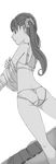  akinbo_(hyouka_fuyou) ass bad_id bad_pixiv_id blush bra from_behind greyscale highres long_hair looking_back monochrome panties precure sakagami_ayumi solo twintails underwear 