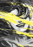  bart_allen dc_comics flash_(series) goggles impulse male_focus monochrome open_mouth running smile solo spot_color yellow_eyes 