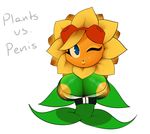  big_breasts blue_eyes breasts cleavage clothed clothing english_text eyewear female flora_fauna flower goggles nipples plant plantpenetrator plants_vs_zombies shirt solar_flare_(plants_vs_zombies) solo sunflower text wings 