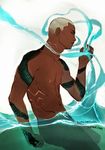  aqua_lad blonde_hair dark_skin dc_comics gills kaldur&#039;ahm kaldur'ahm magic male_focus short_hair solo tattoo topless water young_justice:_invasion 