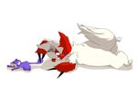  ahseo blush claws crying grin imminent_vore nintendo pok&eacute;mon rattata simple_background size_difference tears tongue video_games vore zangoose 