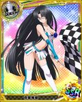  artist_request belt black_hair blue-framed_eyewear breasts brown_eyes card_(medium) character_name checkered checkered_flag chess_piece covered_nipples flag glasses high_school_dxd large_breasts long_hair official_art queen_(chess) race_queen shinra_tsubaki skirt solo thighhighs torn_clothes torn_skirt trading_card very_long_hair 