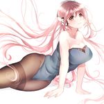  bare_shoulders blue_leotard blush breasts cleavage emodelas fat_folds headphones large_breasts leotard long_hair looking_at_viewer nitroplus pantyhose pink_hair red_eyes smile solo super_sonico thighband_pantyhose 