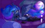  anthro blue_eyes breasts clothing cutie_mark equine friendship_is_magic horn legwear looking_at_viewer mammal my_little_pony princess_luna_(mlp) solo winged_unicorn wings xennos 