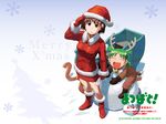  animal_costume ayase_fuuka azuma_kiyohiko christmas eyebrows koiwai_yotsuba long_sleeves multiple_girls quad_tails reindeer_costume santa_costume sleigh snow snowflakes thick_eyebrows wallpaper yotsubato! 