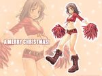  boots cheerleader christmas crop_top front-tie_top legs midriff navel original pom_poms saimon short_shorts shorts solo zoom_layer 