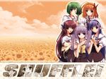  everyone flower fuyou_kaede lisianthus multiple_girls nerine nishimata_aoi official_art pleated_skirt primula school_uniform shigure_asa shuffle! skirt sunflower suzuhira_hiro wallpaper 